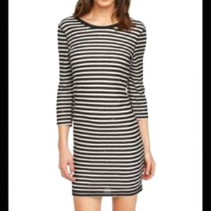 Black and White Striped Express Dress with Sequins